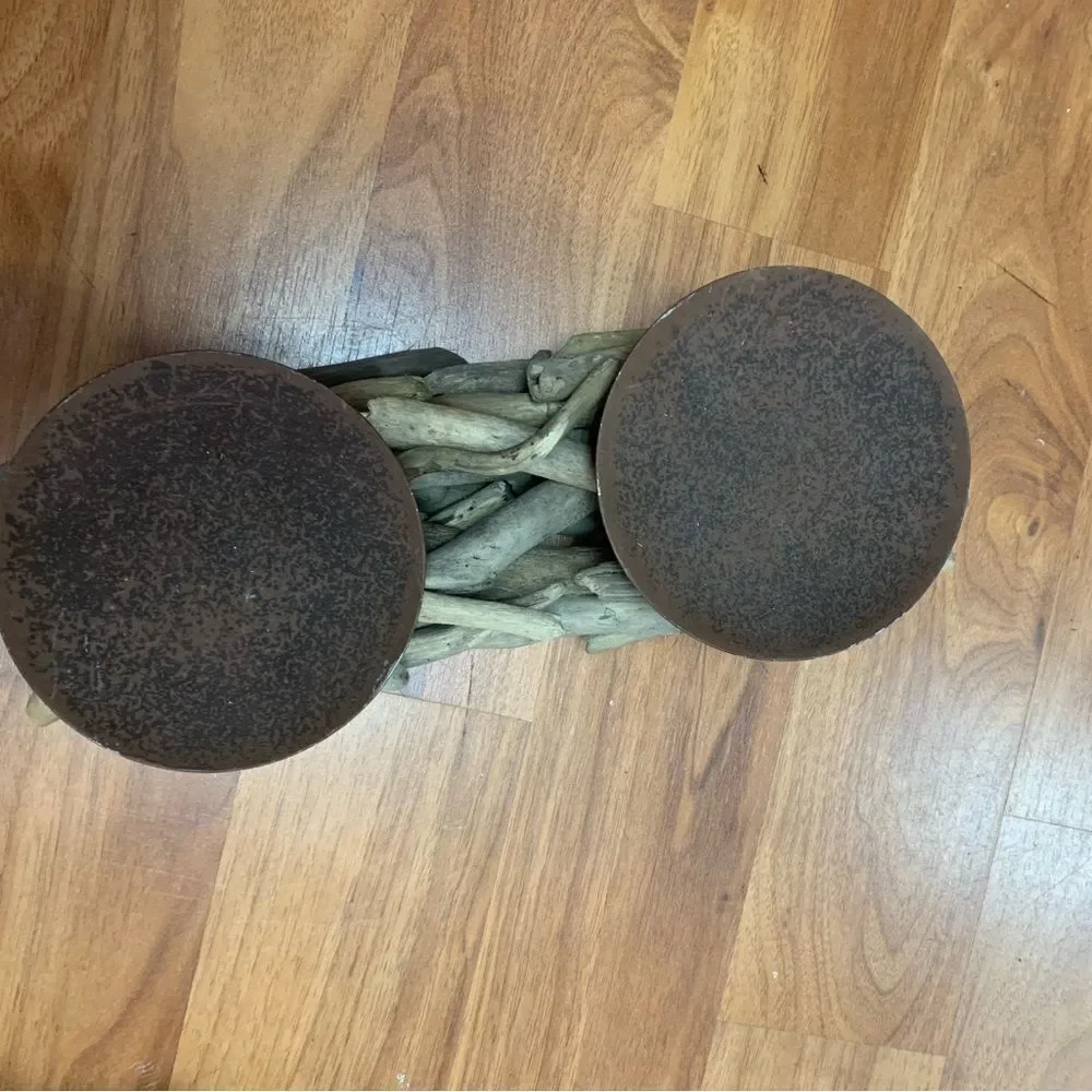 Two Place Driftwood Candle Display Holder